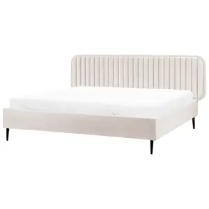 Beliani POSTEL s roštem 180/200 cm Béžová Brin