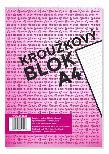 Blok s horní vazbou A4, linka, 50 listů (poškozené)