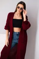 Włoski Svetr dlouhý kardigan Burgundsko
