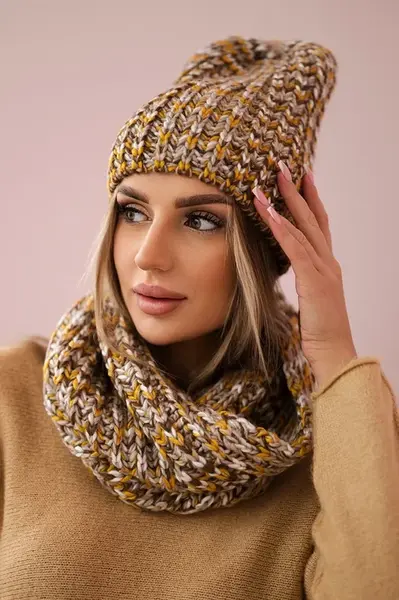 Dámská souprava s fleecem Merry K202 hnědá + hořčice