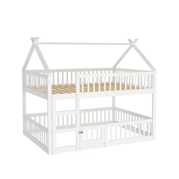 CHICFURN PATROVÁ POSTEL 140/200 cm v bílé barvě se schůdky