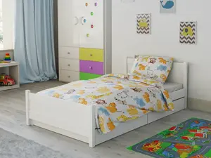 Bavlnené obliečky do postieľky Zoo biele