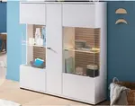 Široká vitrína Rovigo 115  cm, dub nox/bílá