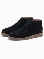 Ombre Men's suede ankle boots with thick sole - navy blue