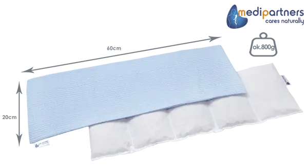 Medi Partners Thermophor with cherry seeds large 20x60 – 5 chambers Waffle – Light blue