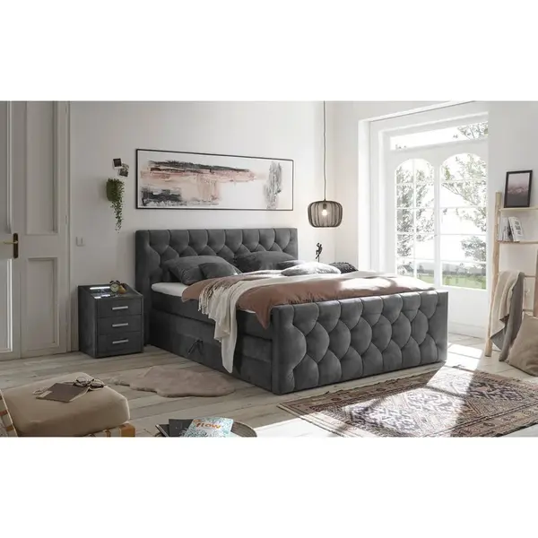 MID.YOU POSTEL BOXSPRING, 180/200 cm, antracitová