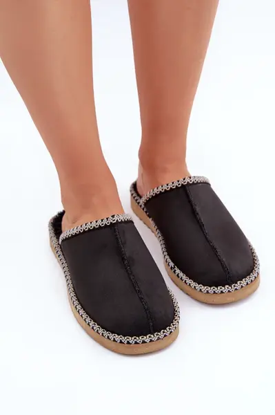 Domácí Obuv Pantofle S Vyšíváním Dámské Inblu Černé