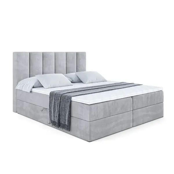 ALTDECOR AMERICKÁ postel s matrací H4 a roštem – BOXI1 – 200 x 200 cm – H4 – světle šedá