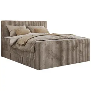 MKS POSTEL BOXSPRING TILIANO KING DUO 180/200 - Světle hnědá manšestr - H3