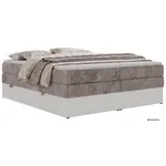 MKS POSTEL BOXSPRING TRAVIT ZERO KING 200/200 - Světle hnědá Manšestr - Topper Visco - H3