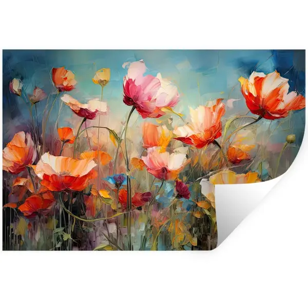 MuchoWow SAMOLEPKA NA ZEĎ Květiny - Akvarel - Umění - Botanické - Příroda 120x80 cm