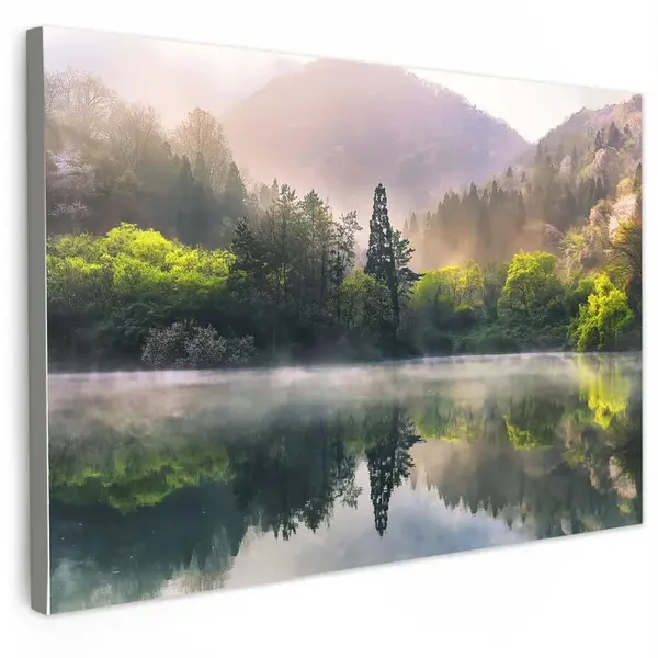 MuchoWow OBRAZ NA PLÁTNĚ Příroda - Stromy - Hory - Jezero - Voda 90x60 cm