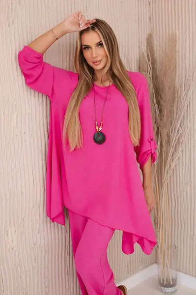 Sada halenka + kalhoty s přívěskem růžové barvy