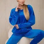 Velurová souprava klokanka mikina + kalhoty chrpově modrá