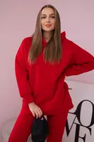 Zateplený komplet s mikinou v červené barvě