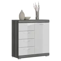 MID.YOU KOMODA, tmavě šedá, vysoce lesklá bílá, 80/85/37 cm