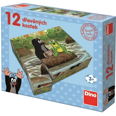 Dino - Dřevěné kostky Krtek a zvířátka 12 kostek