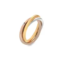 Hot Diamonds Trojitý pozlacený stříbrný prsten s pravým diamantem Trio DR297 58 mm