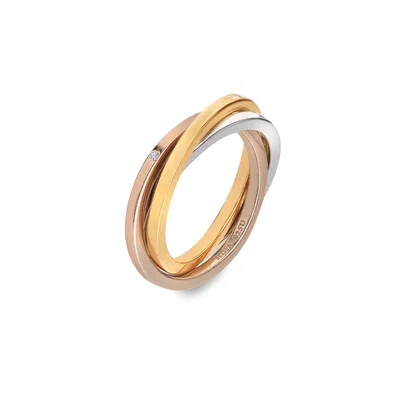 Hot Diamonds Trojitý pozlacený stříbrný prsten s pravým diamantem Trio DR297 58 mm