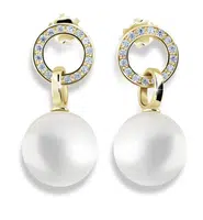 Cutie Jewellery Půvabné perlové náušnice ze žlutého zlata se zirkony Z6411-3123-10-X-1