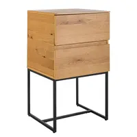 home24 NOČNÍ STOLEK, dub, černá, barvy dubu, 42/75/40 cm