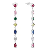 Brilio Silver Krásné stříbrné náušnice s barevnými zirkony EA801W