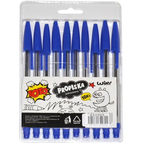 TOTO Propiska jednorázová sada 10 ks (modrá náplň)
