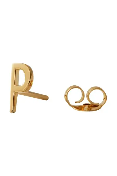 Pozlátená strieborná náušnica Design Letters