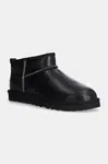 Kožené snehule UGG Classic Ultra Mini Lthr Regen čierna farba, 1158191-BLK