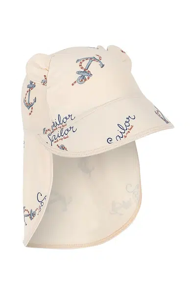 Detská baseballová čiapka Konges Sløjd ASTER BEAR SWIM HAT GRS béžová farba, vzorovaná, KS103269