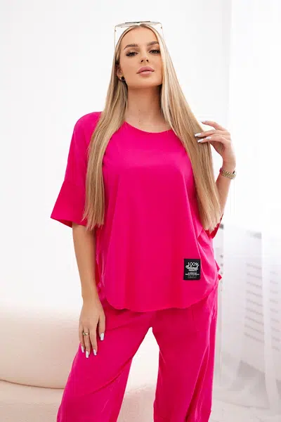 Kesi Włoski Bavlnená súprava blúzka + nohavice fuchsia