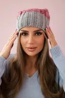 Kesi Čapica s fleece Paris K212 tmavo ružová+šedá