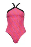 KARL LAGERFELD BEACHWEAR ONE PIECE SWIMSUIT WOMEN RED