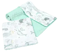 Medi Partners Quilt 75x100 + pillow 35x30 cotton + minky – Ocean + minty minky