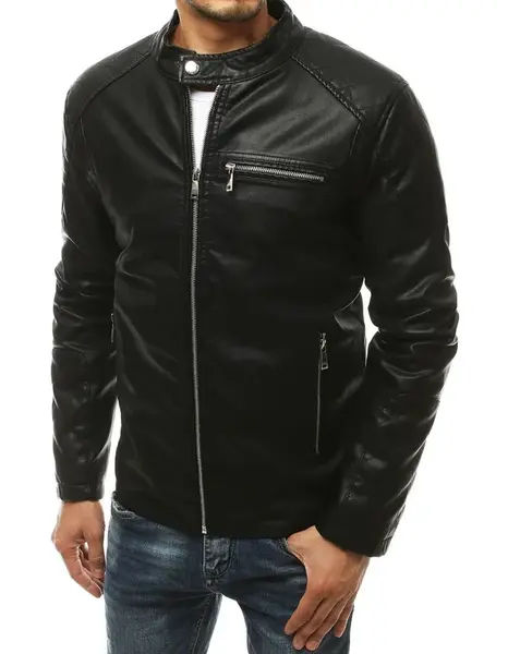 Pánska kožená bunda čierna Dstreet