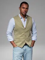 Ombre Fitted men's structured knit vest with lapels - olive