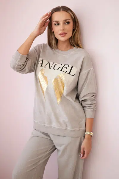Kesi Włoski Bavlnená súprava Angel mikinové + nohavice béžový