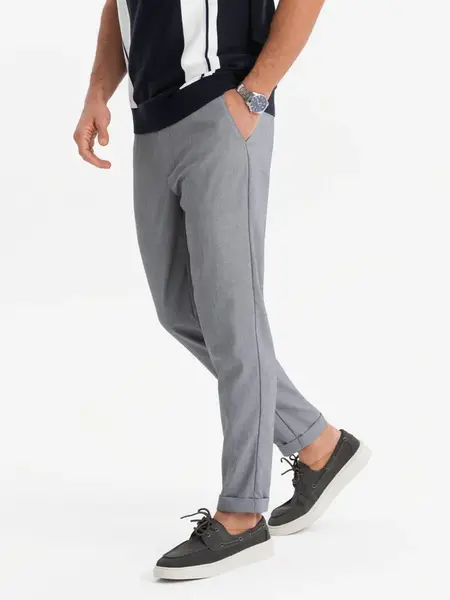 Ombre Men's REGULAR FIT chino pants with elastic waistband - gray