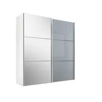 Moderano ŠATNÍ SKŘÍŇ SE ZRCADLEM, bílá, světle šedá, 167/222/68 cm