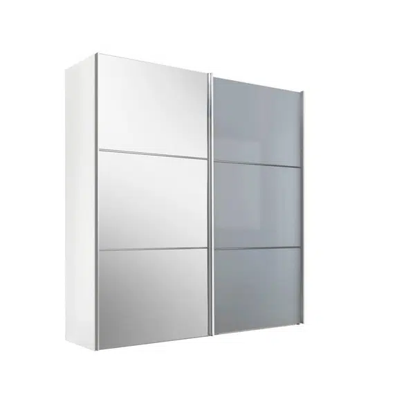 Moderano ŠATNÍ SKŘÍŇ SE ZRCADLEM, bílá, světle šedá, 167/222/68 cm