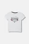 Dětské bavlněné tričko Guess bílá barva, s potiskem, N5YI20 K8HM4