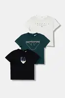 Dětské bavlněné tričko Emporio Armani 3-pack tmavomodrá barva, EB000823 AF14503