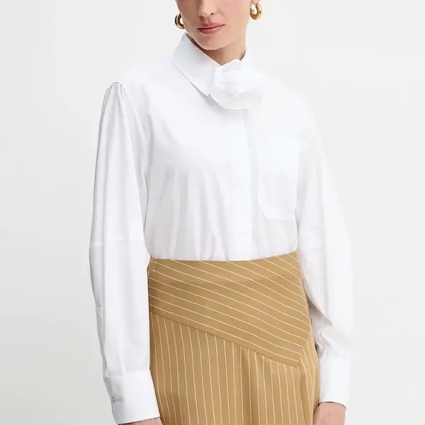 Bavlněná košile Marella dámská, bílá barva, regular, s klasickým límcem, 2523116084200