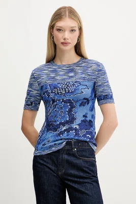 Tričko Desigual DANAE dámské, modrá barva, 25WWTF04