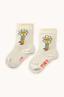 Dětské ponožky Tinycottons DAISIES MEDIUM HEIGHT SOCKS béžová barva, AW25-503