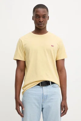 Bavlněné tričko Levi's pánské, žlutá barva, 56605