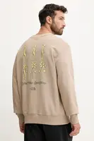 Bavlněná mikina The North Face Connect Relaxed pánská, hnědá barva, s potiskem, NF0A8E3ZBOX1