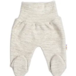 Baby Nellys Pletené kojenecké polodupačky Hand Made, světle béžové, vel. 62