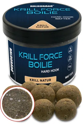 Haldorádó tvrzené boilie krill force hard hook boilies wafters 70 g 16/20 mm - natur