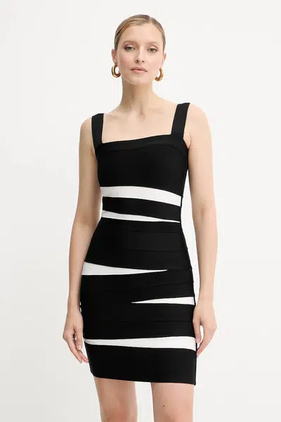 Šaty Herve Leger Eve černá barva, mini, přiléhavé, HLT8524993